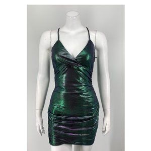 NEW Superdown Green Metallic Mini Dress Small J5